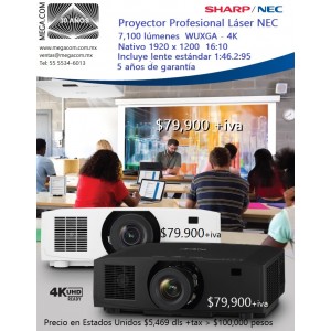 PROYECTOR PROFESIONAL LÁSER NEC 7,100 LÚMENES